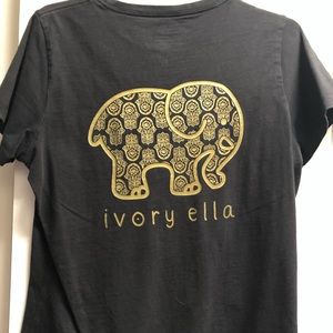 Ivory Ella, black and gold tee, pocket, small